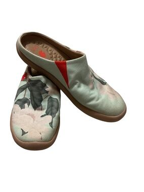 UIN Toledo Floral Canvas Mules Art Travel Shoe 8
